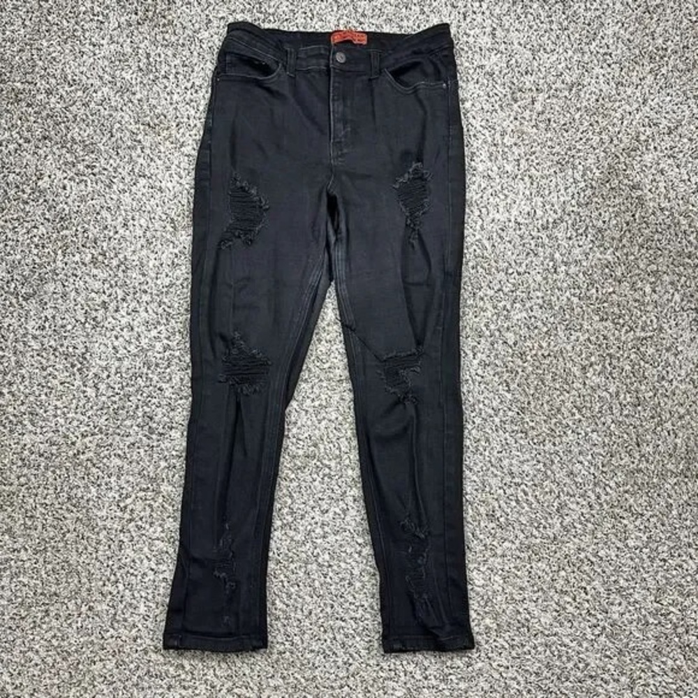 Wax Jean Black Distressed Skinny Jeans